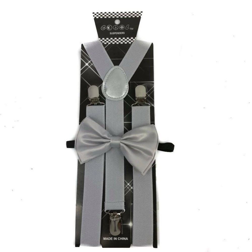 Suspender/ Bow-Tie Light Grey for Adults Men Women